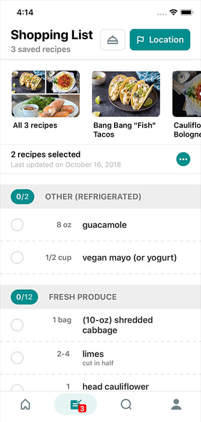 Shopping List Feature